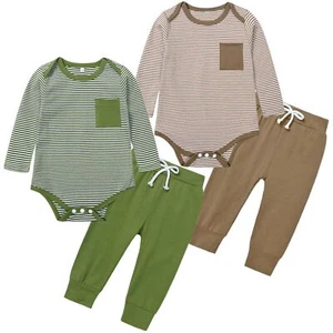 2 Sets Newborn Baby Boy Girl Clothes Infant Cotton Long-Sleeve Bodysuits Romp... - Picture 1 of 9