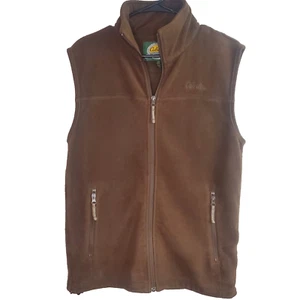 Cabela's Fleece Vest Mens Small Full Zip Brown Pockets Outdoors Hunting Camping - Picture 1 of 15