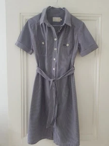 BURBERRY blue white striped cotton shirt dress SIZE SMALL (8) - Picture 1 of 15