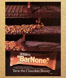 Hershey's Bar None Chocolate Tame Beast - Vintage Print Ad Ephemera Art 1989 - Picture 1 of 3