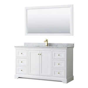 Wyndham Collection Avery 60" Square Sink Wood Single Bathroom Vanity in White - Picture 1 of 3