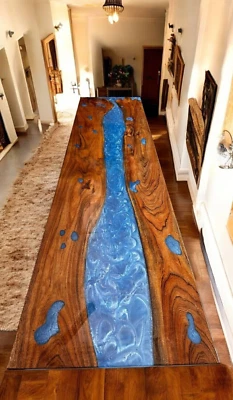 custom epoxy wood dining room table top for home & office decor furniture - Image 1 of 4