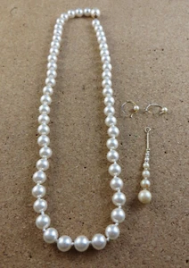 Vintage Pearl Lot 19" Strand Necklace Gold-tone Clasp Earrings Pendant #1214 - Picture 1 of 13