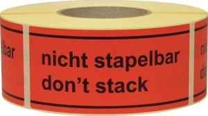 Hinweisetikett Nicht stapelbar L.145 mm,B.70mm rot 1000 St./Rolle TRANSPAK - Bild 1 von 1