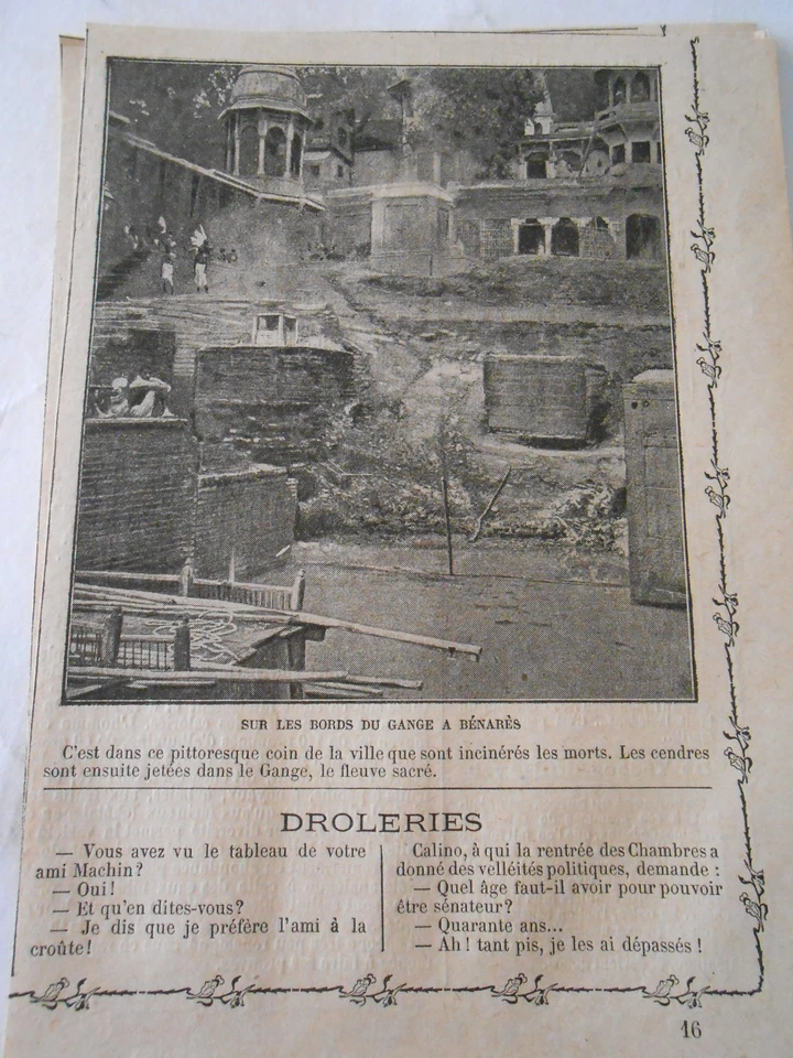 Sur les bords du Gange à cendres jeté dans fleuve sacré India Image Print 1909 - Photo 1/1
