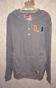 IZOD Miami Hurricanes Thermal Hoodie Cotton L/S Pullover Shirt NWT New Mens Sz L - Picture 1 of 5