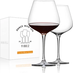 Red Wine Glasses, Set of 2 Crystal Wine Glasses, 23 OZ Burgundy Wine Glasses, Ho - Picture 1 of 8