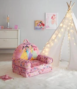 Princess 2-in-1 Flip Out Chair Kids Girls Toddler Comfy Sofa Seat Lounger Pink - Picture 1 of 10