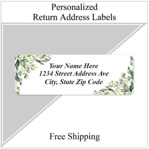 60 Return Address Labels Personalized Printed 3/4 x 2 1/4 Corner Leaves - Picture 1 of 2