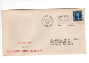 CANADA ROYALTY 5c King George VI First Day Cover FDC Ottawa 1937 Cover 2x - Picture 1 of 2