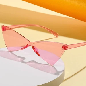 One Piece Triangle Sunglasses Rimless Party Sun Glasses Shades for Adults - Picture 1 of 12