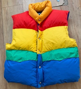 Vintage Mountain Products Rainbow Down Puffer Vest Size L - Bild 1 von 5