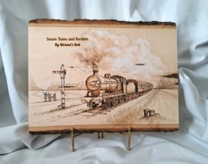 Original Hand Crafted Sussex Steam Train Engraving with watercolour paint - Picture 1 of 6