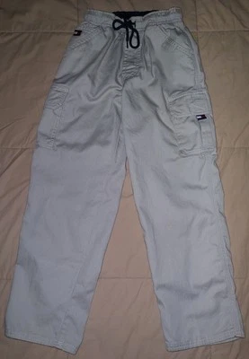 DE COLECCIÓN AÑOS 90 TOMMY HILFIGER CAQUI CARGO JÓVENES 7 PANTALONES NIÑOS NIÑOS CINTURA ELÁSTICA CAJÓN Foto 1 de 4
