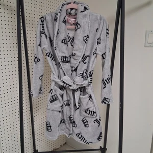 Juicy Couture Crown Logo Morgenmantel S/M Plüsch Fleece Bademantel Cozy Y2K Lounge Glam - Bild 1 von 8