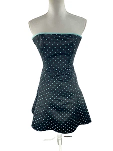 Jessica McClintock Gunne Sax Vtg 80s Prom Dress 3/4 Polka Dot Tulle Strapless - Picture 1 of 12