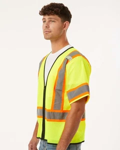 🔥 Kishigo Class 3 Mesh Zippered Vest Reflective Safety Up To 5XL 1565-1566 - Picture 1 of 7