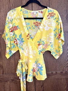 Anthropologie Yumi Kim Thats A Wrap Happy Days Top Silk Floral Size Small - Picture 1 of 10