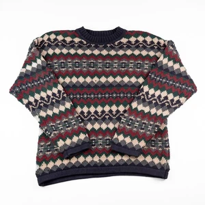 Vintage Abercrombie & Fitch Big Sweater L 100% Wool Multi-Color Knit Pullover - Picture 1 of 7