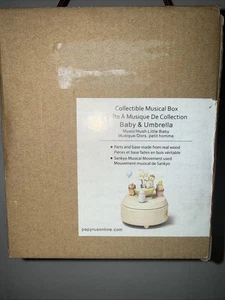 PAPYRUS MUSIC BOX BABY COLLECTIBLE WOODEN BY WOODERFUL LIFE NEW, BABY & UMBRELLA - Picture 1 of 3