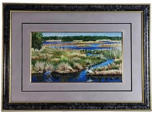 Phillip Powell - Realistic Watercolor Landscape Painting with Cranes - Picture 1 of 3