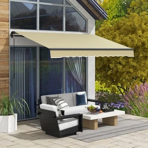 Outsunny 10' x 8' Patio Retractable Awning Sunshade Shelter, Beige - Picture 1 of 11