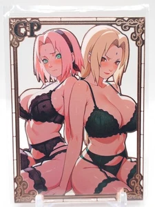 Goddess Story - Pink Metal Waifu Card - Sakura & Tsunade - NUMBERED 095/100 - Picture 1 of 2