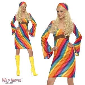 Ladies 1970s Rainbow Hippie Dress - Picture 1 of 2