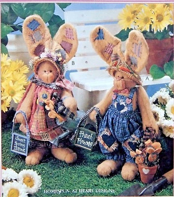 8087 Mom Dad & Bucket of Baby Bunnies Sewing Pattern 1996 UNCUT - Image 1 of 3