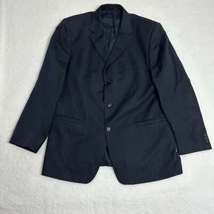 Versace Classic Pinstripe Suit Blaze Sports Coat Smoke Gray Blue Three Button 56 - Picture 1 of 16