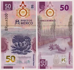 Mexico 50 Pesos 2023 P-W133(1) UNC Polymer Note - Axolotl / New Date - Picture 1 of 3