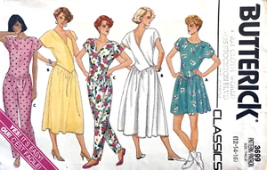 80er Jahre Butterick Misses Kleid, Overall Muster 3699 Größe 12-16 UNGESCHNITTEN - Bild 1 von 2