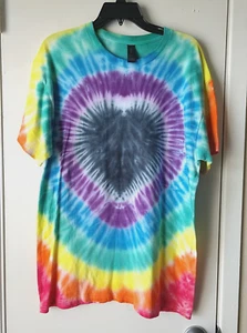 Handmade Herz Batik Shirt Unisex Herren Damen Gr. L Hippie Baumwolle Gildan T045 - Bild 1 von 3
