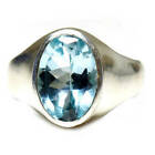 925 Sterling Silver Certified Sky Blue Zircon Christmas Mens Ring Size 6