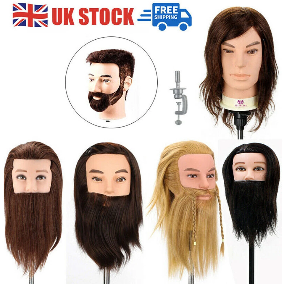 NEVERLAND BEAUTY & HEALTH 12'' 14" Training Head Man Barber Hairdressing Mannequin Doll & Table Calmp