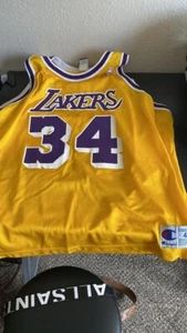 Los Angeles Lakers Shaquille Shaq O'Neal Champion Jersey Size 48 XL # 34 Vintage - Picture 1 of 1