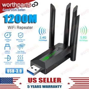 USB 3.0 Wireless WIFI Adapter 1200Mbps 2.4GHz & 5GHz Dongle Dual Band Network US - Picture 1 of 14