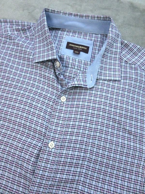 Camisa Johnson & Murphy para hombre XXL 2XL azul a cuadros manga larga abotonada Foto 1 de 4