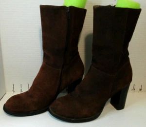 Mossimo Brown suede block heel mid-calf boots round toe Womens Size 8 - Picture 1 of 4