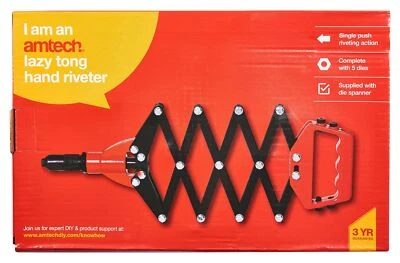 Heavy Duty Lazy Tongue Tong Hand Riviter Rivet Gun Pop Riveter 5 Nozzles Amtech - Image 1 of 3