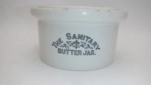 The Sanitary Butter Jar or Crock Antique Ironstone also used for Potted Meat - Afbeelding 1 van 8