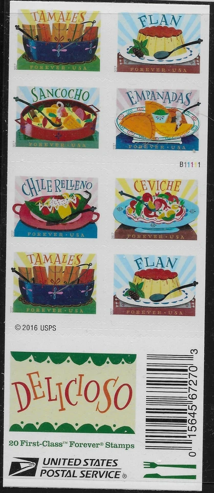 US Scott #5197b, Booklet Pane 2017 Delicioso VF MNH - Image 1 of 1