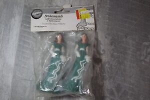 2-VTG 1991 EHW WILTON Cake Toppers Bridesmaid Green Dress 4inch