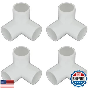 1/2" 3 Way SCH40 Furniture Grade PVC Pipe Fittings 4pcs PVC Fitting Elbow Con - Picture 1 of 5