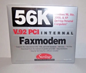 Modem fax modello sterling S20 56K V.92 PCI interno nuovo in scatola sigillata! - Foto 1 di 2