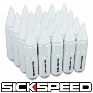 SICKSPEED 20 PC WHITE SPIKED 60MM EXTENDED LUG NUTS WHEELS 14X1.5 L37 - Picture 1 of 1