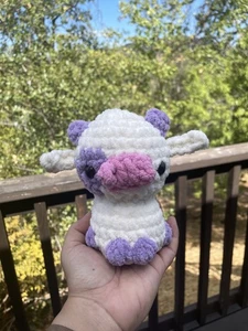 Soft Yarn Handmade Crochet Amigurumi Purple Cow Plushie Stuffed Animal 6.5” - Picture 1 of 3