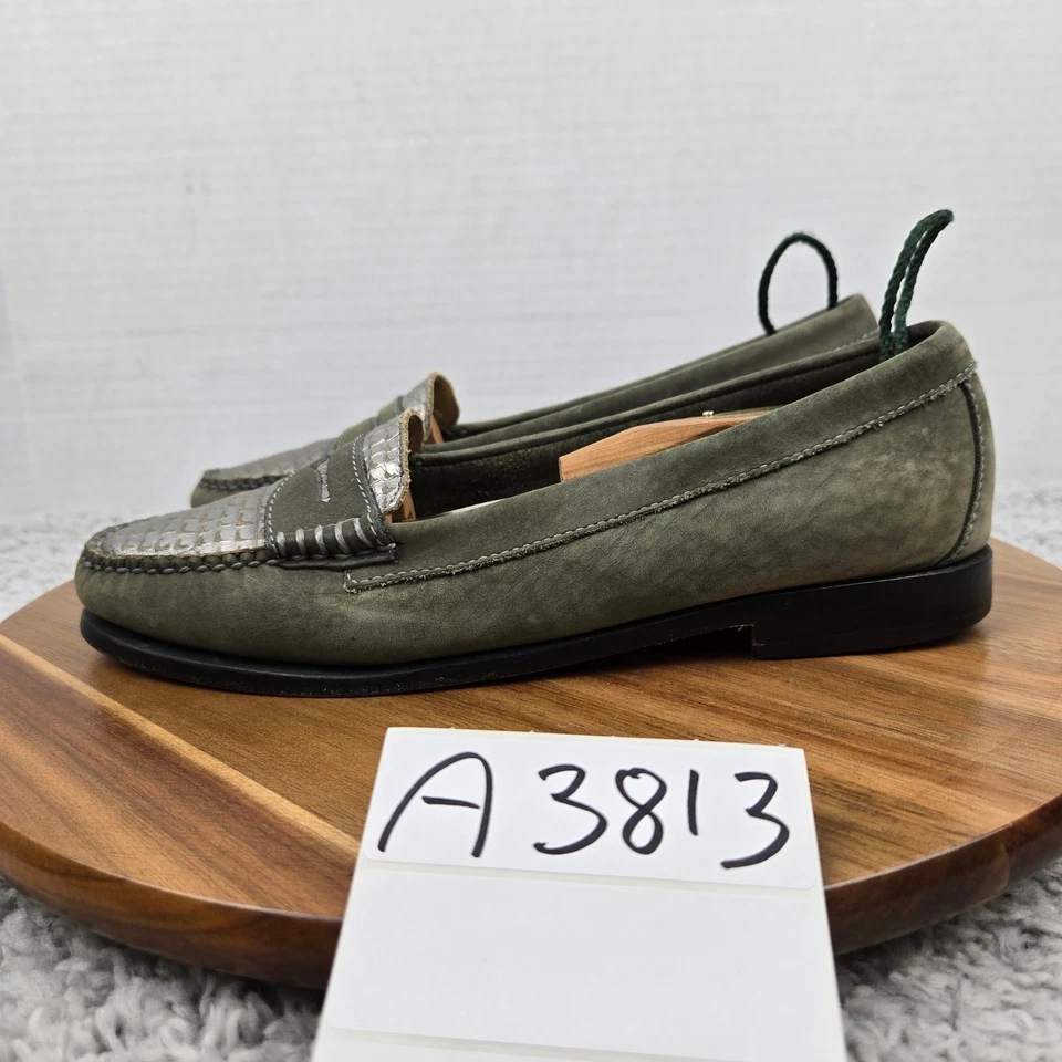 G.H. Mocasín diario informal Bass Weejuns para mujer 8,5 M gamuza verde estampado de serpiente Foto 1 de 4