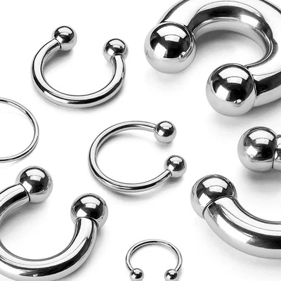 316L Surgical Steel Horseshoe, Circular Barbell Septum Ring - 18 Gauge - Image 1 of 4