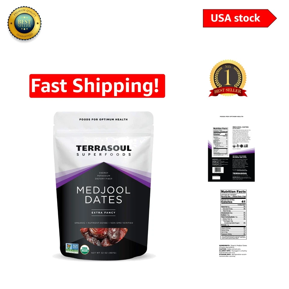 Terrasoul Superfoods Organic Medjool Dates 2 Pounds Ship